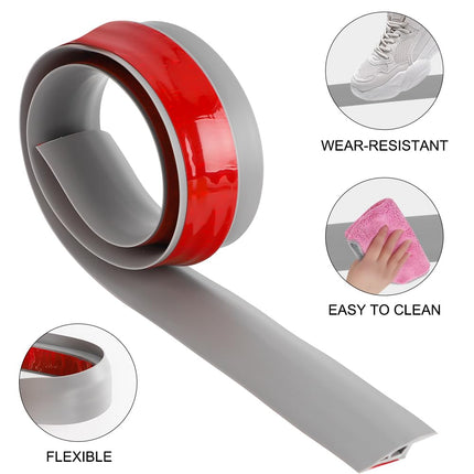 RANJIMA Self-adhesive transition profile, PVC threshold ramp, entry strips, transition strip floor, height adjustment profile, door rail, transition rail without drilling for carpet tiles (gray, 1 m x 5 cm)