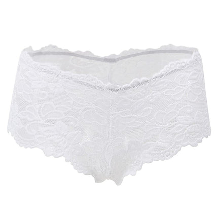 comeondear Panty Sexy String Thong Lace Hipster Floral Briefs 2-Pack Panties Underwear Plus Size Underpants (2-Pack White, L)