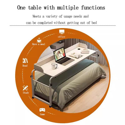 ZHFASDS Mobility Table Over the Bed, Height and Width Adjustable Rolling Laptop Desk Rolling Medical Table King-Queen Overbed Table Nursing Table on Casters (Color: Black)