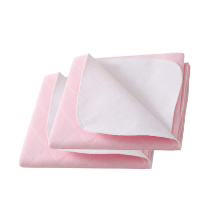 Beedsooth Set of 2 Waterproof Washable Incontinence Pads 70×90cm, Breathable Absorbent Fleece Softness Incontinence Pad for Children or Adults, Pink