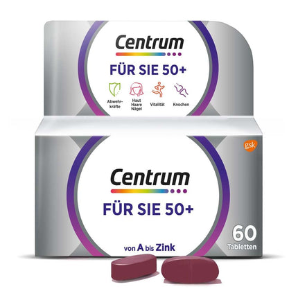 Multivitamin - Centrum For You 50+ – High-quality dietary supplement with micronutrients – Especially for women over 50 – Vitamins, minerals, trace elements – 1 x 60 tablets