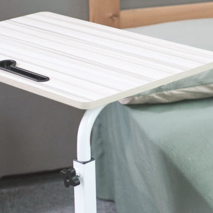 Emall Life Tray Table, Adjustable Sofa/Bedside Table, Portable Desk with Wheels, Overbed Table, Laptop Cart with Holder Slot (White Maple, 60 x 40 cm)