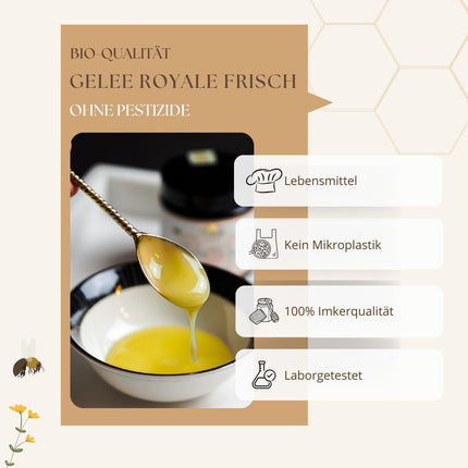 bedrop Organic Royal Jelly fresh &amp; pure 100g in organic quality | 10-HDA content &gt;1.7% - 100% natural bee milk - Fresh royal jelly from the beekeeper