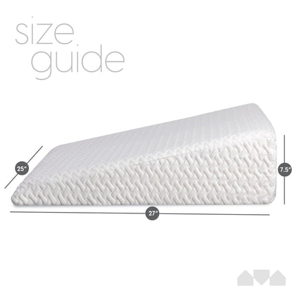Milliard Wedge Pillow, Reading Pillow for Bed and Couch with Memory Foam, Comfortable and Firm Back Cushion, Mattress Wedge, Reflux Pillow - Washable Cover (White)