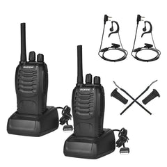 BAOFENG Long-Range Walkie Talkie with Headset, Professional PMR Radios Range 1-5 km, 16 Channels Walkie Talkies, Two-Way Radio with LED Flashlight (2 Pack)