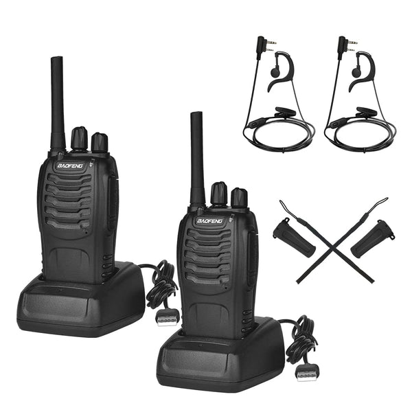 BAOFENG Long-Range Walkie Talkie with Headset, Professional PMR Radios Range 1-5 km, 16 Channels Walkie Talkies, Two-Way Radio with LED Flashlight (2 Pack)