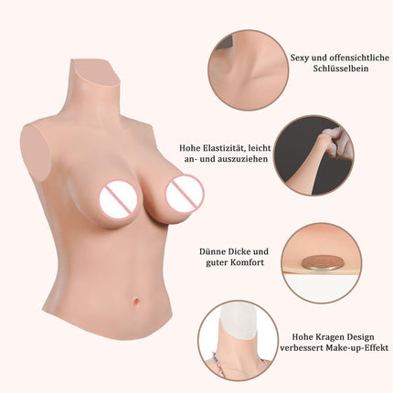 CYOMI Silicone Breast Forms Realistic Half Body Style Breastplates for Crossdresser Transgender Cosplay CG Cup