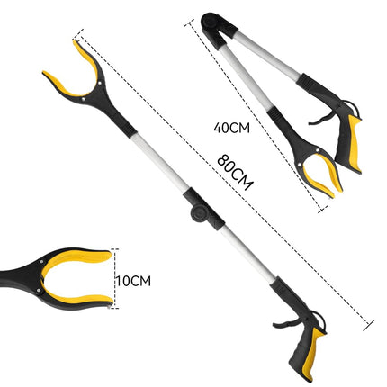 Foldable Grabber, Grabber for Seniors, Grabber, Garbage Tongs, The tip can attract magnetic objects such as keys and is suitable for picking up objects (yellow, 80 cm)