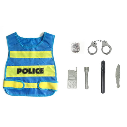 HAMKU 1 set police role play set for children, police costume with vest, handcuffs and walkie talkie, police toy for boys, carnival, Halloween