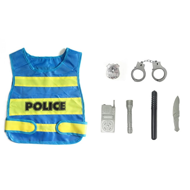 HAMKU 1 set police role play set for children, police costume with vest, handcuffs and walkie talkie, police toy for boys, carnival, Halloween