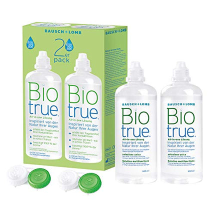 Bausch + Lomb Biotrue All-in-One Solution - Contact Lens Cleaner and Storage Solution for Soft Contact Lenses, 2-pack, 2 x 300 ml