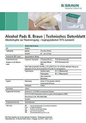 Alcohol Pads B. Braun alcohol swabs 10 x 100 pieces