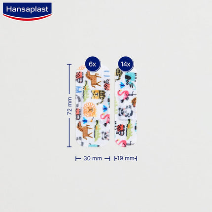 Hansaplast Children's Plaster Sensitive (20 Strips), wound plaster with cute animal motifs to cheer up, painlessly removable plaster set
