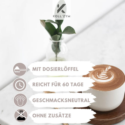 KOLL`ZYM© 100% COLLAGEN POWDER high-dose [300g] • The Original • COLLAGEN Peptides • Bioactive Collagen • NO Hydrolysate • Tasteless • Made in Germany