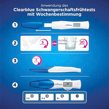 Clearblue Pregnancy Test Early Digital Pregnancy Test, 2x Early Pregnancy Tests/Early Pregnancy Tests with Week Indicator, Pregnancy Determine, 25 mIU/ml
