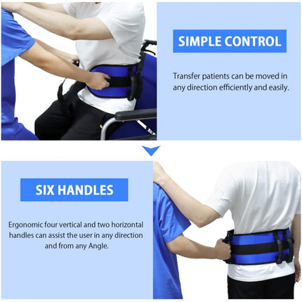 LOSCHEN Transfer Gait Belt, Walking Belt with 6-Handle Belt, Cares Belt Transfer Aid Mobility Aid for Elderly, Bariatric, Disabled People, Hospitals for Home Care (Blue)