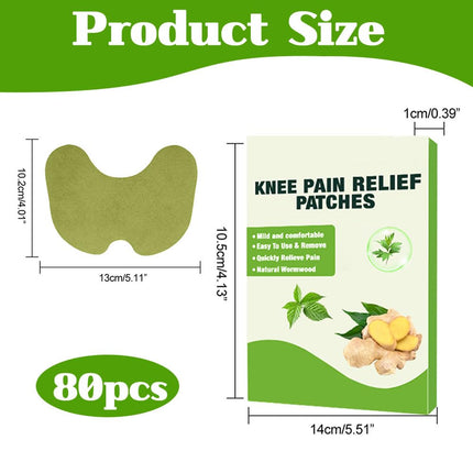 FENGQ Pain Relief Patch, 80 Pieces Pain Relief Patches, Patches for Relieving Knee Pain, Wormwood Knee Patch, Pain Relief, Heat Patch for Knee, Back, Neck and Sore Muscles
