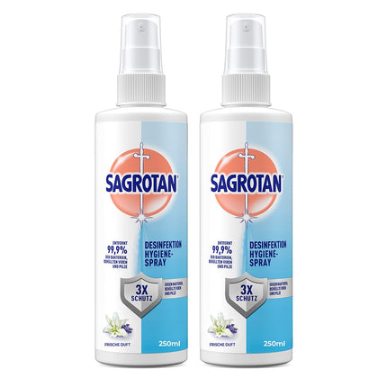 Sagrotan Hygiene Pump Spray – Disinfectant for textiles and surfaces in the home – 2 x 250 ml spray bottles in a practical value pack