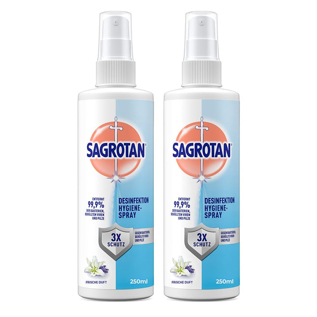 Sagrotan Hygiene Pump Spray – Disinfectant for textiles and surfaces in the home – 2 x 250 ml spray bottles in a practical value pack