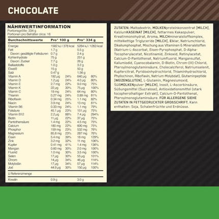 Optimum Nutrition Serious Mass high-calorie protein powder for mass building with 25 vitamins and minerals, creatine monohydrate and glutamine, chocolate flavor, 16 servings, 5.45 kg
