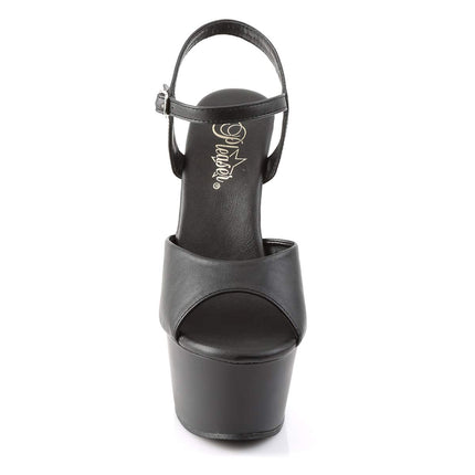Pleaser Women's ASPIRE-609 Open Sandals, Black (Blk Faux Leather/Blk Matte), 38 EU