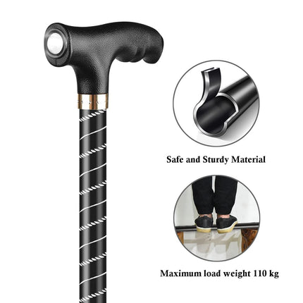 Walking stick height adjustable, OOCOME extendable walking stick with light aluminum walking stick hand stick height adjustable, walking stick adjustable walking aid stick with rubber foot and hand strap, gift Father's Day