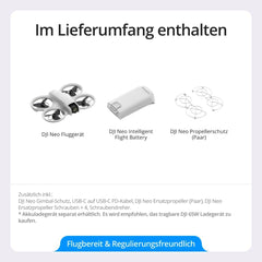 DJI Neo, mini drone with 4K UHD camera for adults, 135g self-flying drone that follows you, hand launch, subject tracking, QuickShots, stable video, built-in propeller guards (controller-free)