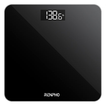 RENPHO Personal Scale, Body Scale with High-Precision Sensors, Digital Personal Scale with Step-On Technology, Safety Glass Weight Scale, Black