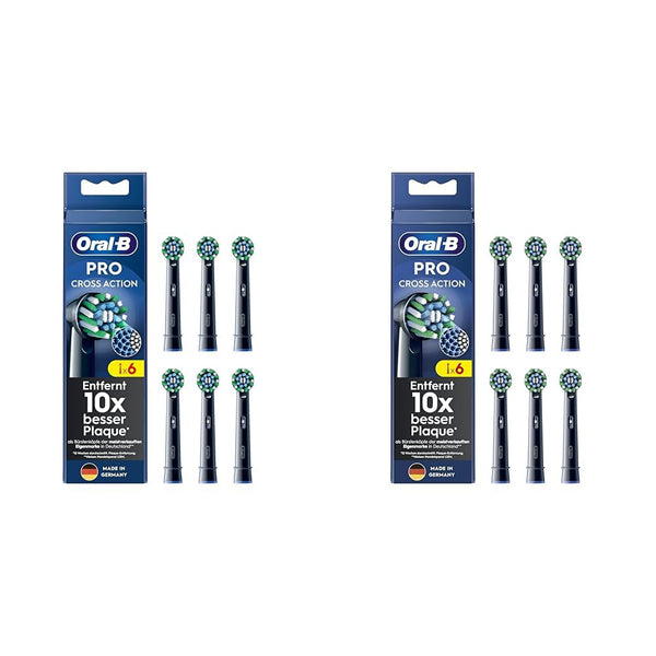 Oral-B Pro CrossAction Electric Toothbrush Heads, 6 Pack, Superior Tooth Cleaning with Innovative X-Shaped Bristles, Original Oral-B Toothbrush Head, Made in Germany, Black
