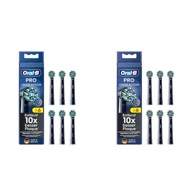 Oral-B Pro CrossAction Electric Toothbrush Heads, 6 Pack, Superior Tooth Cleaning with Innovative X-Shaped Bristles, Original Oral-B Toothbrush Head, Made in Germany, Black