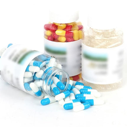 Naisicatar 100pcs Empty Gelatin Capsule Size 0 Clear Empty Pill Capsules Gel Cap for DIY Supplement Powder Filling (Blue White)