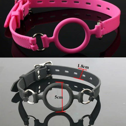 Vielretude Silicone O-Ring Mouth Gag Bondage Fetish Ball Gag BDSM Oral Gag Adjustable Erotic Toy (Pink)