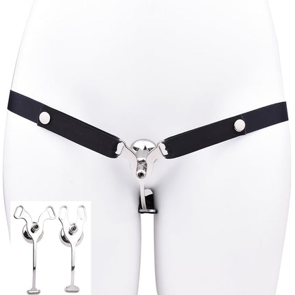 Chastity Cage Men with Anti-Fall Chastity Belt Sissy Fake Woman Penis Cage Folding Inverted Cock Cage Clip Male Large SM Sex Toy for Men (Black, 3233+Belt)