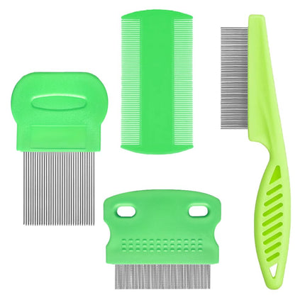 ZELHYEUU 4 Pieces Lice Comb, Metal Teeth Lice Comb, Flea Comb for Removing Fleas, Flea Tear Stain Remover Comb, Lice Comb, for Caring for and Removing Dandruff or Lice