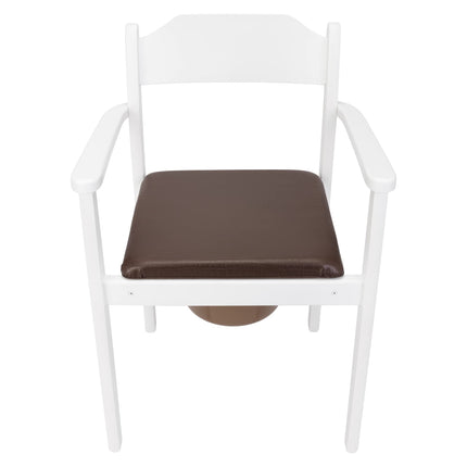 MaJSL Hygienic Commode Chair DUHA Made of High-Quality Wood Removable Bucket with Lid Certified Toilet Aid (White)