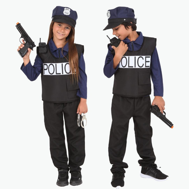 RUBIE'S Police Costume for Children – Size 5-7 Years – Very Complete Costume with Shirt, Pants, Breastplate, Hat, Handcuffs, Pistol, Walkie-Talkie – for Carnival, Birthday