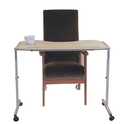 NRS Healthcare M99394 adjustable, ergonomically adapted overbed table with lockable castors