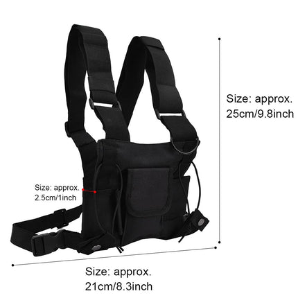Walkie Talkie Chest Adjustable Pocket Strap Pockets Front Pocket Radio Chest Strap With Reflective Strips Outdoor Vest Suitable for Police, Production Workshop, Construction Site