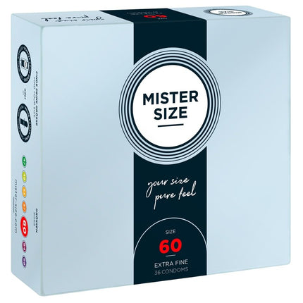 MISTER SIZE condoms, ultra-soft, 60mm, pack of 36/extra thin, extra fine, extra moist/made from 100% natural rubber latex in your size L - XL/natural feeling, pack of 36