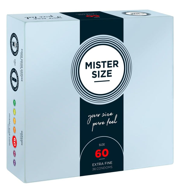 MISTER SIZE condoms, ultra-soft, 60mm, pack of 36/extra thin, extra fine, extra moist/made from 100% natural rubber latex in your size L - XL/natural feeling, pack of 36