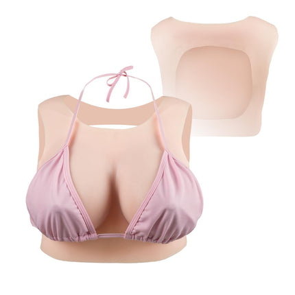 CYOMI Silicone Breast Forms Realistic Breast Plates Round Collar Hollow Back for Crossdresser Transgender Cosplay BG Cup