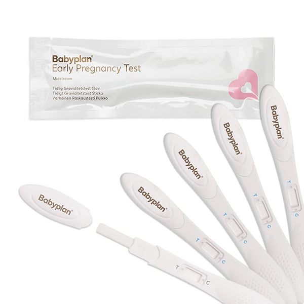 5 x Pregnancy Test Early Test Babyplan (HCG), Hygienic Pregnancy Test 10 mIU ml (highly sensitive) for baby planning (99.6% accuracy) Very long, wide and easy to use
