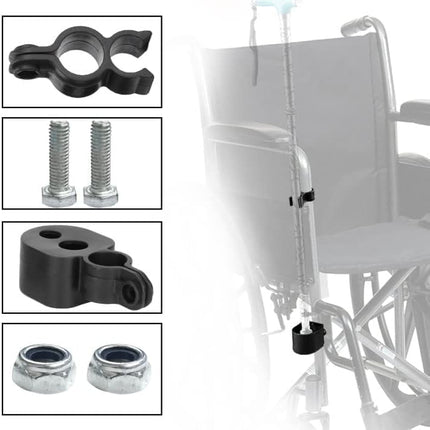 BestYiJo wheelchair cane holder, cane holder for wheelchair, walking stick holder for rollator, holder for walking stick on rollator, cane holder wheelchair, walking aid accessories for wheelchairs (with screws)