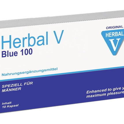 Herbal Blue 100 - Blue pills for adult men - Extra strong &amp; high-dose with immediate effect - 10 pills in a blister pack