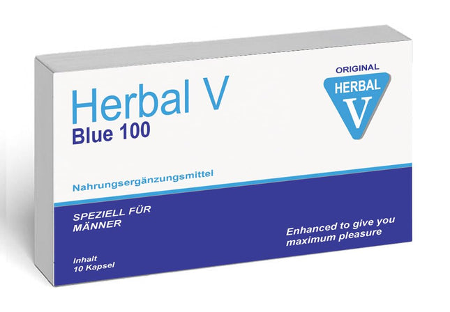 Herbal Blue 100 - Blue pills for adult men - Extra strong &amp; high-dose with immediate effect - 10 pills in a blister pack