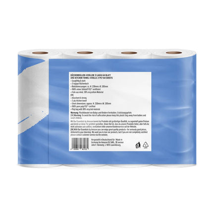 by Amazon Kitchen Roll, 3-Ply, 4 Rolls (4 Rolls, 1 Pack), 64 Sheets per Roll, FSC-Certified