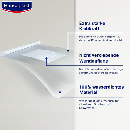 Hansaplast Aqua Protect Plasters (20 Strips), waterproof wound plasters with extra strong adhesive, adhesive plaster ideal for showering, swimming &amp; bathing
