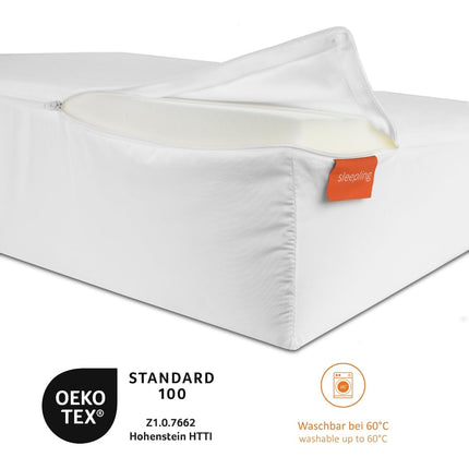 sleepling wedge pillow, reflux pillow for bed and sofa, mattress wedge for adults, bed raiser, 45 x 90 x 15 cm, including cover washable up to 60 degrees, Ökotex 100, Made in EU