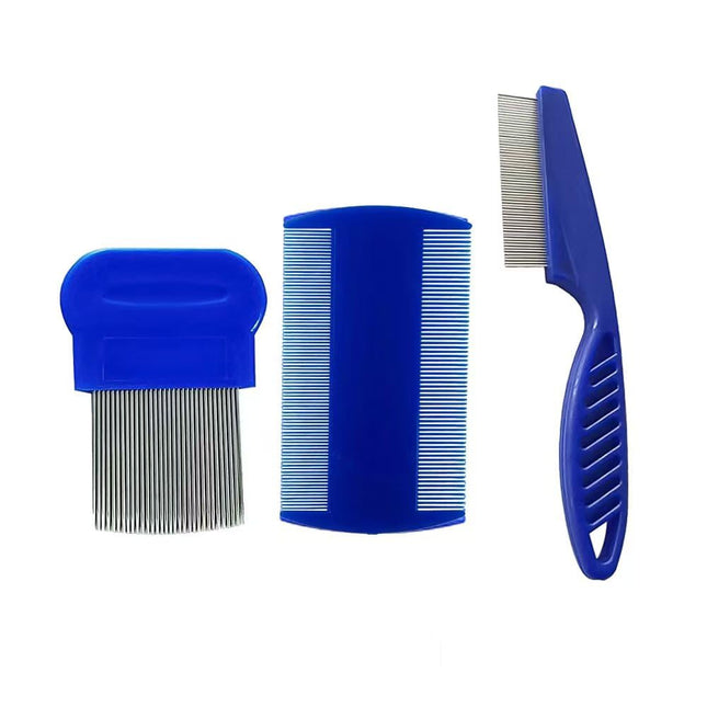 Lice comb, 3 pieces flea comb, lice comb, metal teeth lice comb, plastic double-sided nit comb