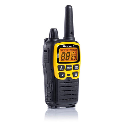 Midland XT70 Adventure PMR Walkie Talkie Case Set, 2x radios with up to 12 km range, with LCD display and micro-USB charging socket, for children and outdoor use